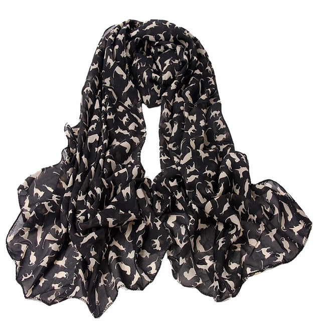 Clowder Cat Print 100% Chiffon Scarf Wrap – Meowingtons