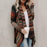 Striped Print Sweater Coat